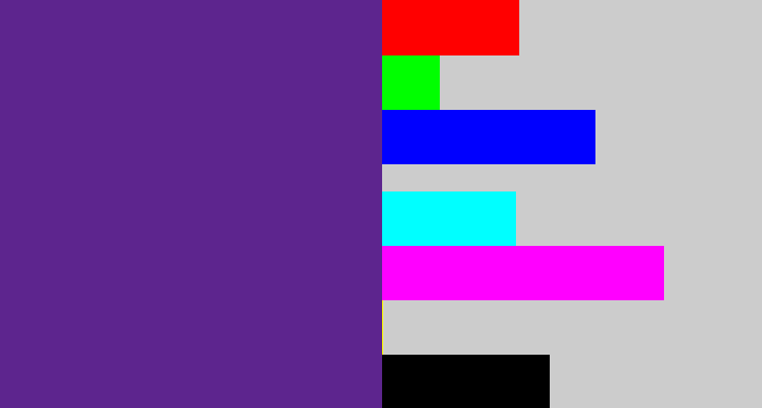 Hex color #5d258e - purple