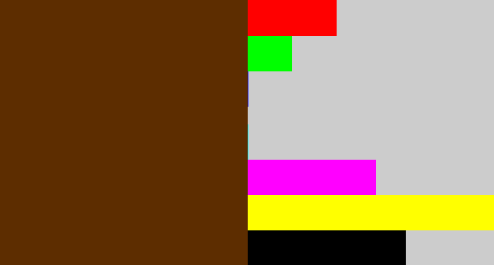 Hex color #5d2d00 - brown