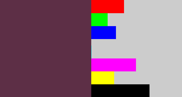 Hex color #5d2f46 - purple brown