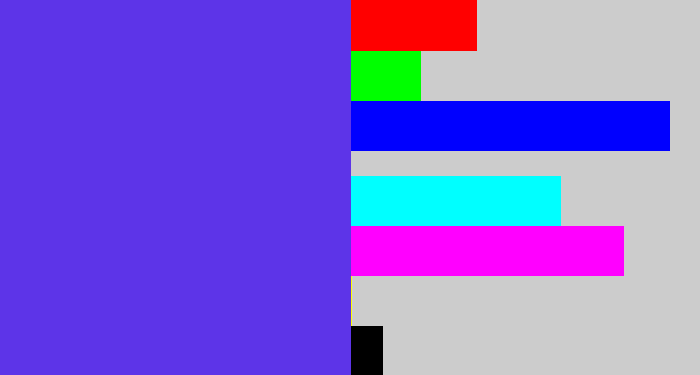 Hex color #5d34e8 - purpley blue