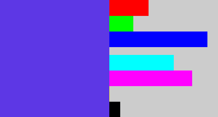 Hex color #5d37e5 - purpley blue