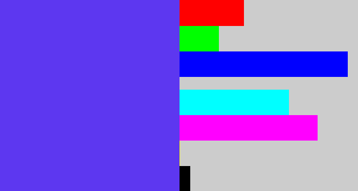 Hex color #5d37f0 - purpley blue