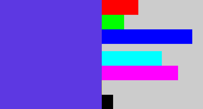Hex color #5d38e2 - purpley blue