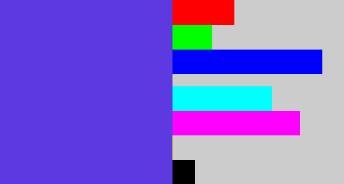 Hex color #5d3adf - purpley blue