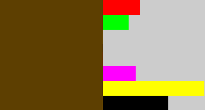 Hex color #5d3f01 - brown