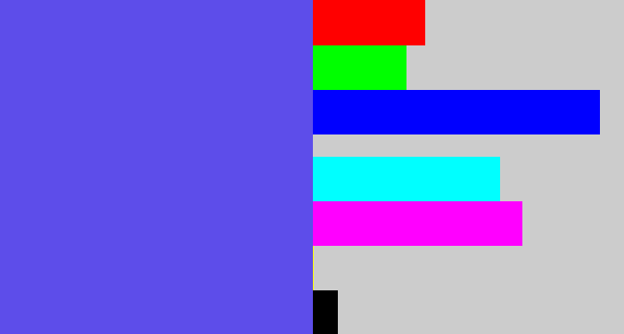 Hex color #5d4dea - purpleish blue