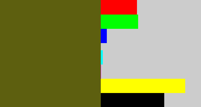 Hex color #5d5f0f - greenish brown