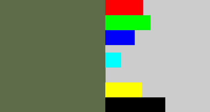 Hex color #5d6d47 - military green