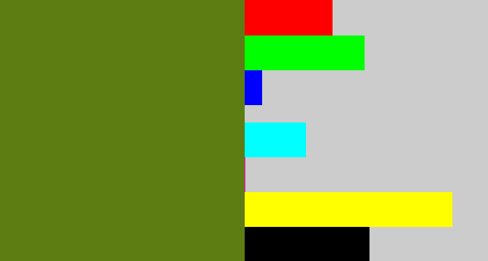 Hex color #5d7c12 - sap green