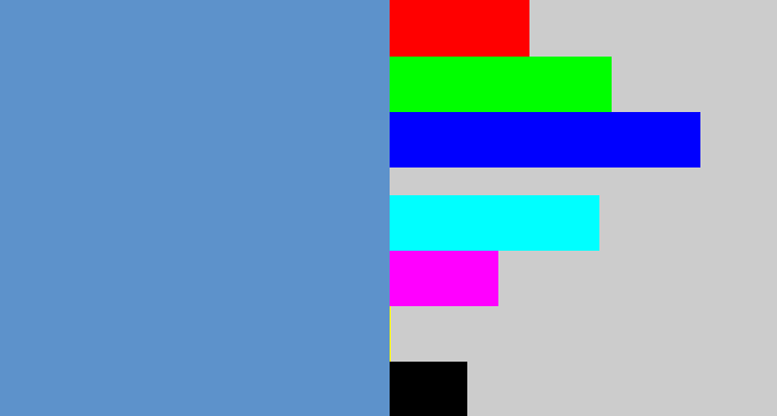 Hex color #5d92cb - faded blue