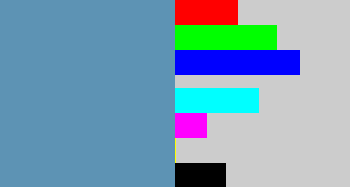 Hex color #5d93b4 - faded blue