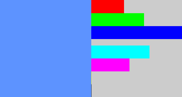 Hex color #5d93ff - soft blue