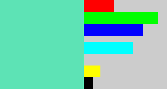 Hex color #5de3b5 - light greenish blue