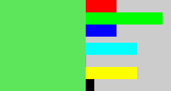 Hex color #5de65c - lightish green