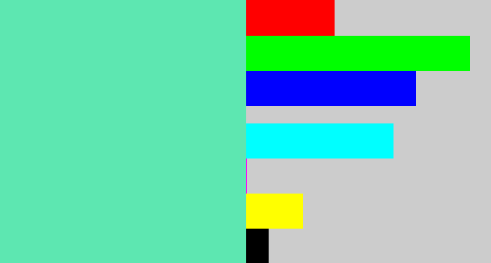 Hex color #5de7b1 - light greenish blue