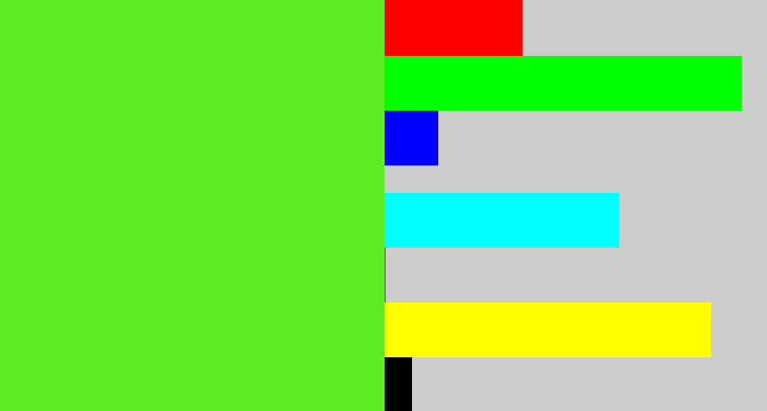 Hex color #5dec24 - toxic green