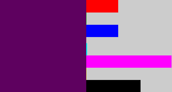 Hex color #5e015f - rich purple