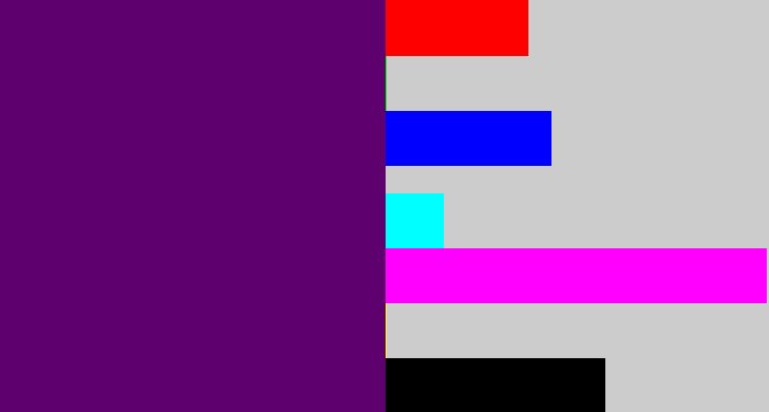 Hex color #5e016e - royal purple