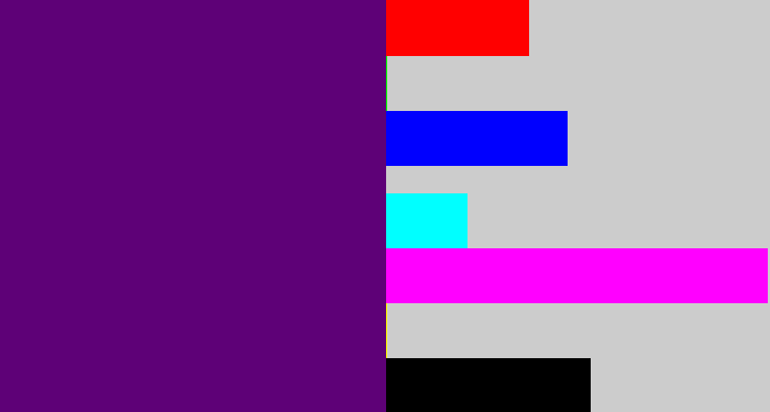 Hex color #5e0177 - royal purple