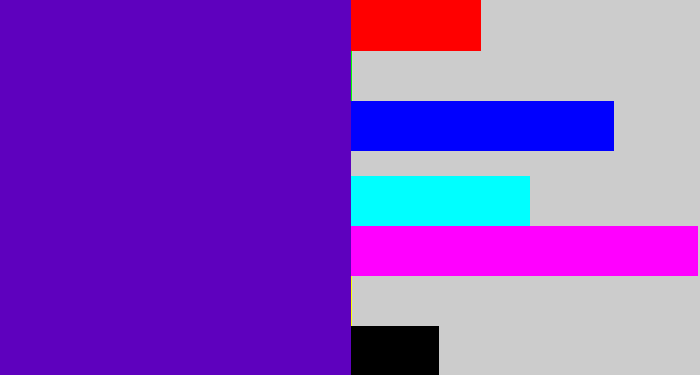 Hex color #5e01be - violet blue