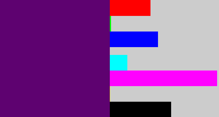Hex color #5e0270 - royal purple