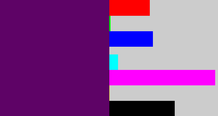 Hex color #5e0366 - royal purple