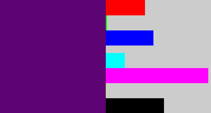 Hex color #5e0373 - royal purple