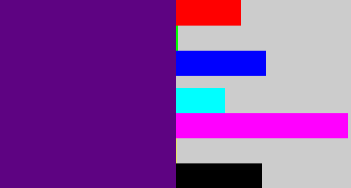 Hex color #5e0382 - royal purple