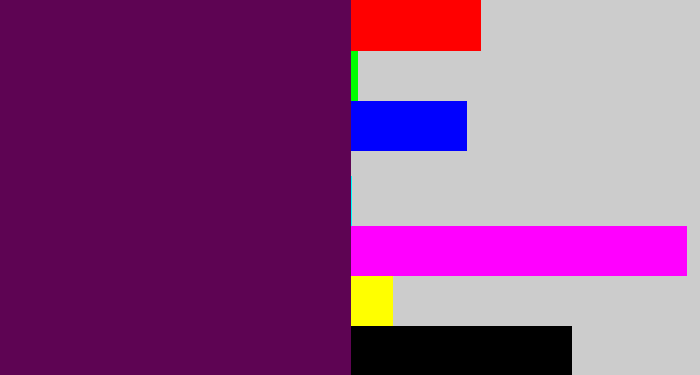 Hex color #5e0453 - grape purple