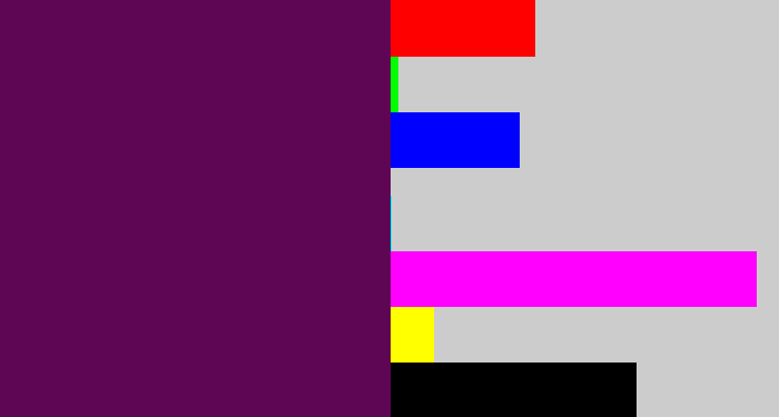 Hex color #5e0654 - grape purple