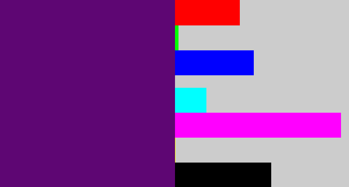 Hex color #5e0673 - royal purple