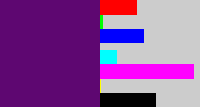 Hex color #5e0771 - royal purple