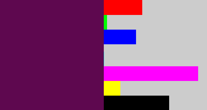 Hex color #5e084f - grape purple