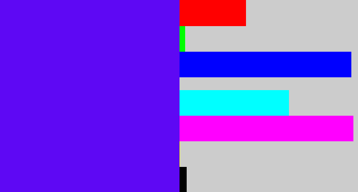 Hex color #5e08f4 - blue/purple