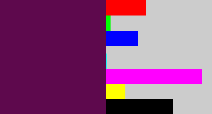 Hex color #5e094d - grape purple