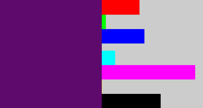 Hex color #5e096c - royal purple