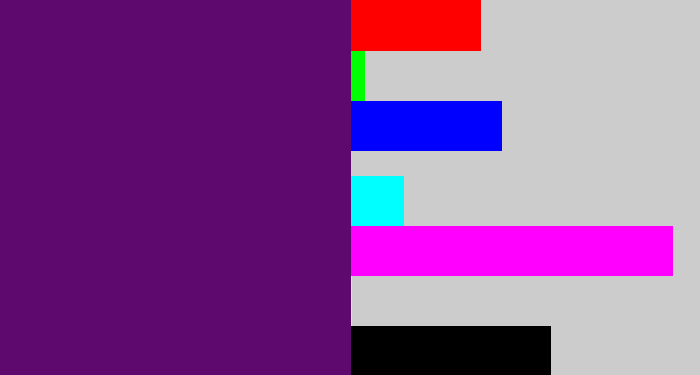 Hex color #5e096e - royal purple