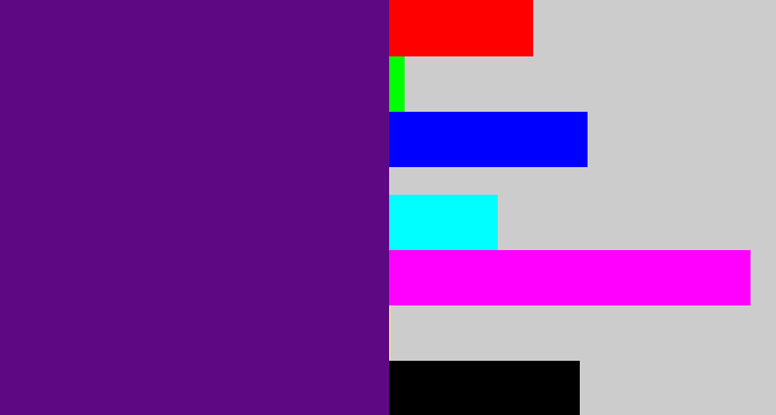 Hex color #5e0983 - royal purple