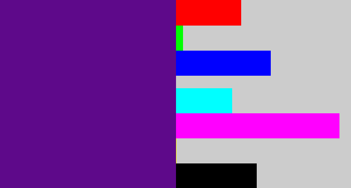 Hex color #5e098a - royal purple