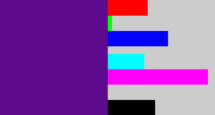 Hex color #5e0a8f - darkish purple