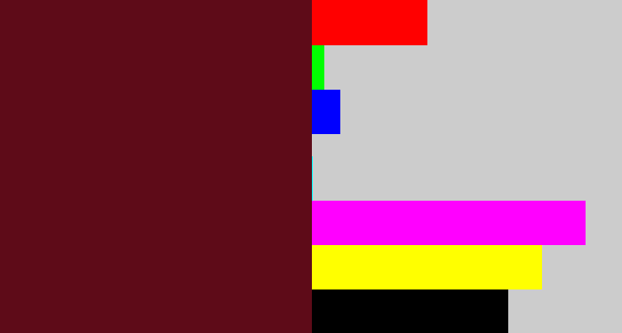 Hex color #5e0b18 - claret