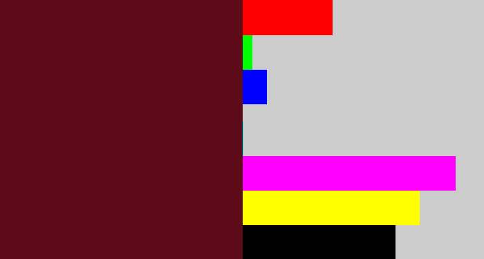 Hex color #5e0b19 - claret