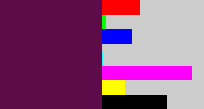 Hex color #5e0b49 - plum