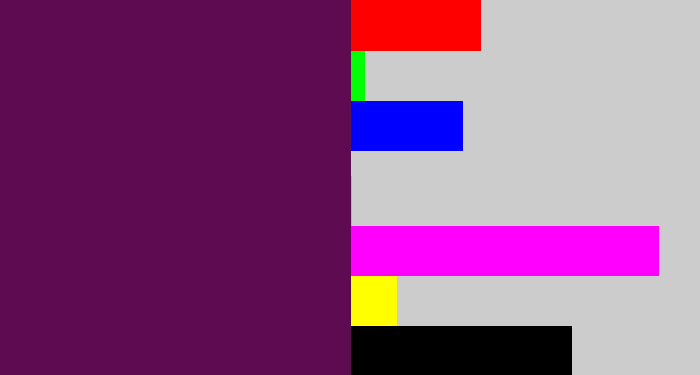 Hex color #5e0b52 - grape purple