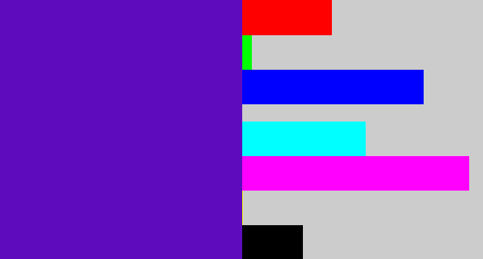 Hex color #5e0bbe - violet blue