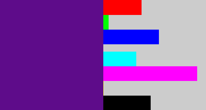 Hex color #5e0c8a - darkish purple