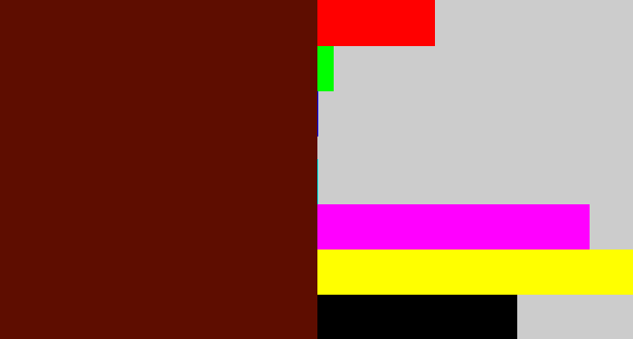 Hex color #5e0d00 - reddy brown