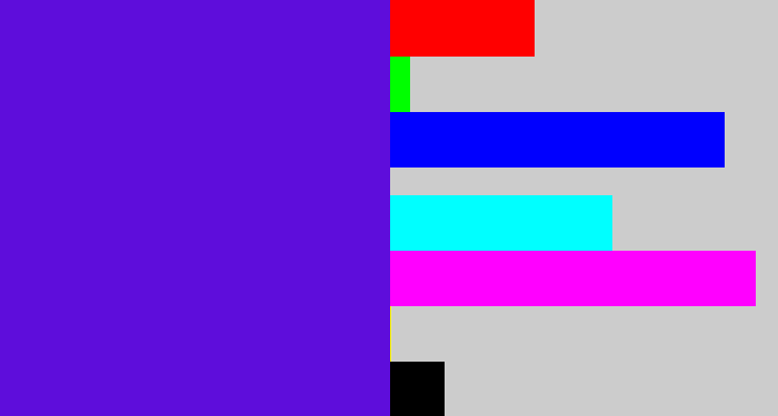 Hex color #5e0ddb - blue violet