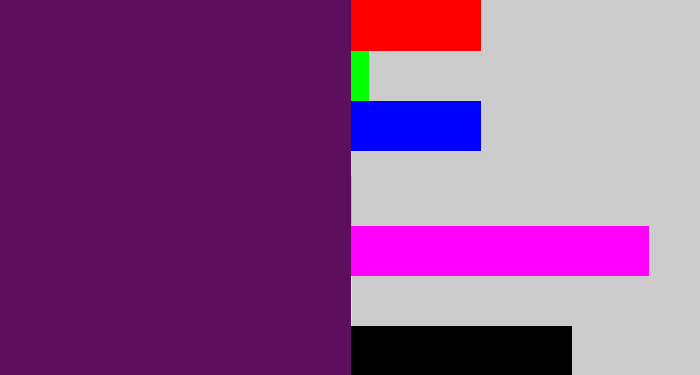Hex color #5e0e5e - grape purple