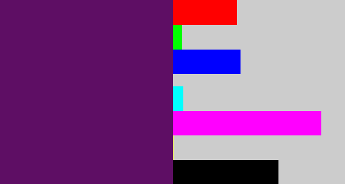 Hex color #5e0e64 - grape purple